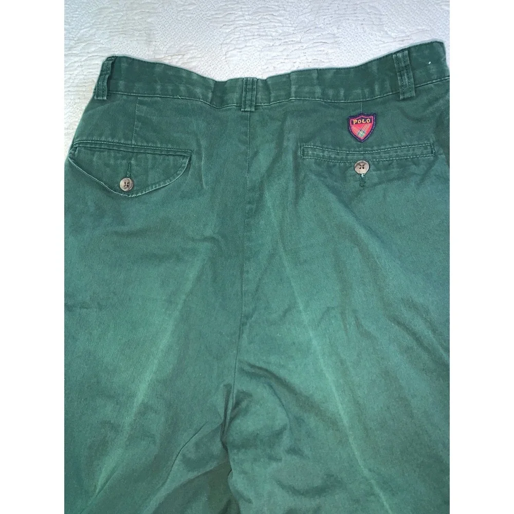 Polo Golf Ralph Lauren Mens 30x29 Vintage Pleated Chino Pants Green Cotton